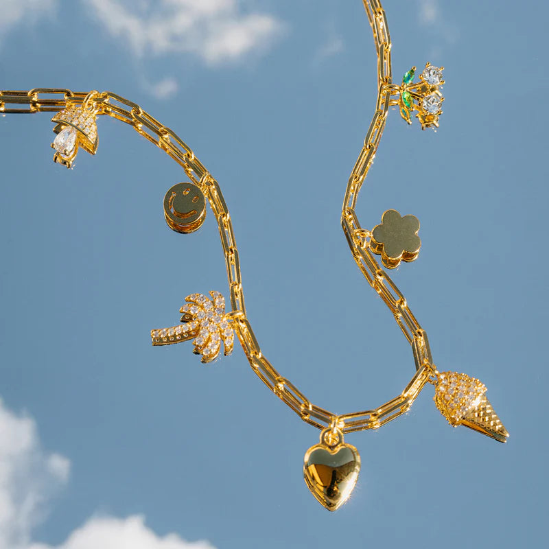 Orelia Mixed Eclectic Pave Charm Necklace