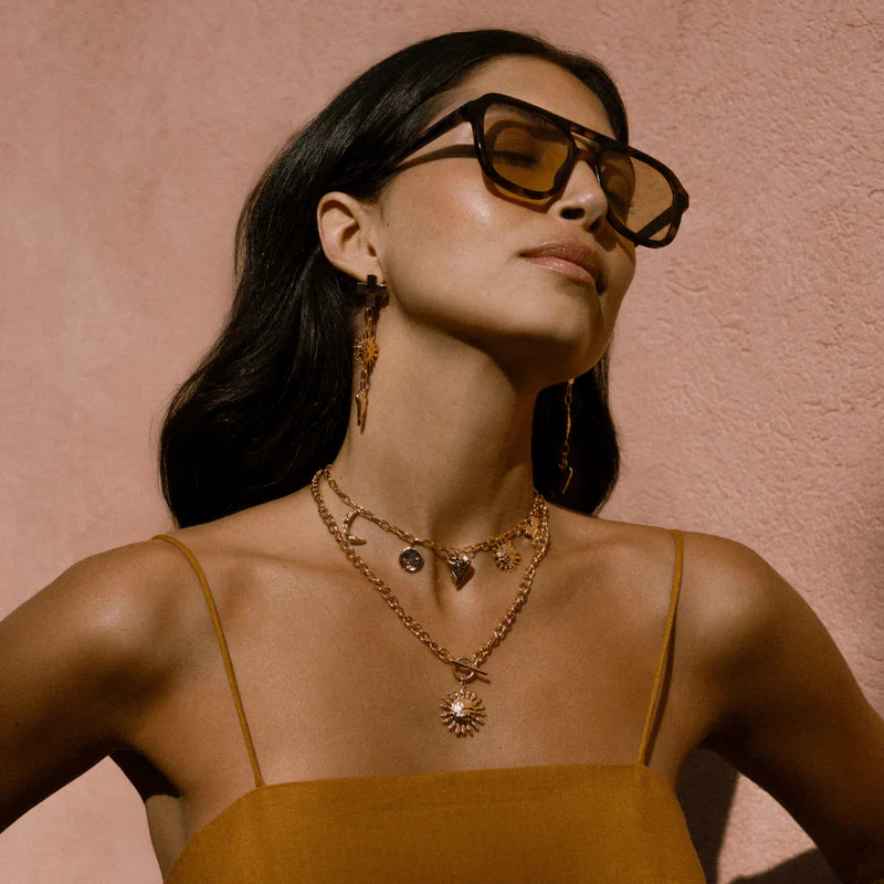 Orelia Gold Statement Molten Charm Necklace
