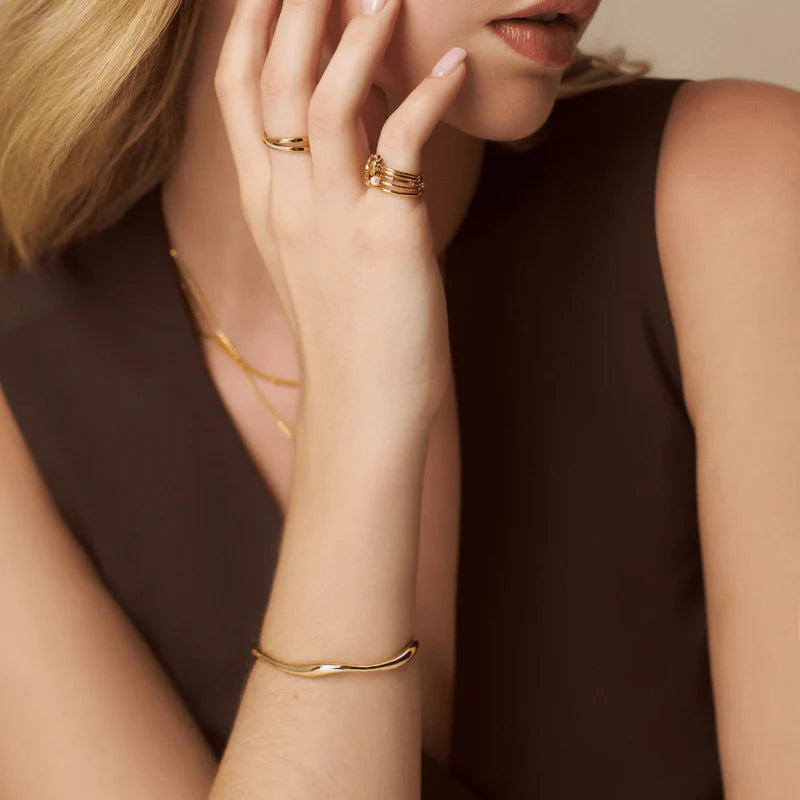 Orelia Gold Fine Wave Bangle