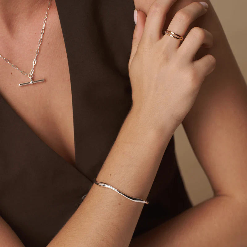 Orelia Silver Fine Wave Bangle