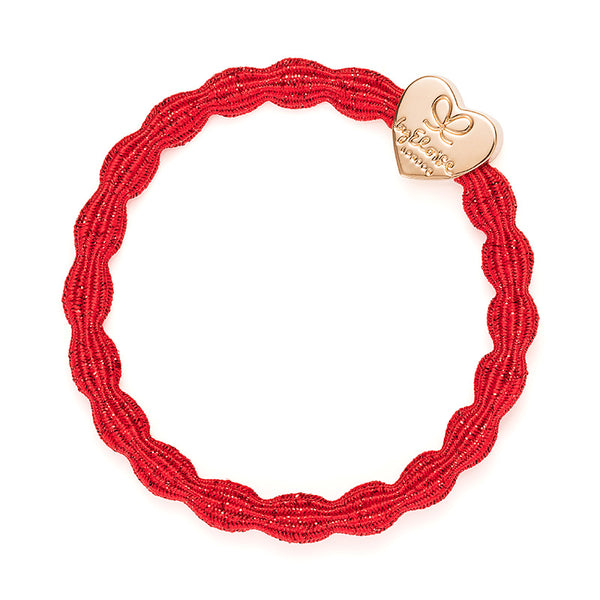 By Eloise Metallic Gold Heart Red Hair Band