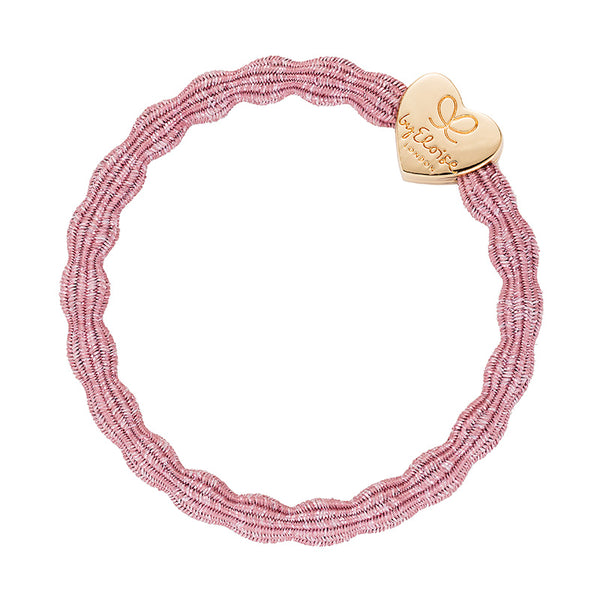 By Eloise Metallic Gold Heart Rose Pink Hair Band