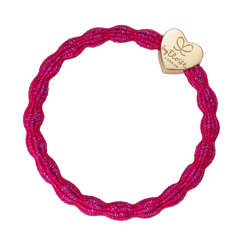 By Eloise Metallic Gold Heart Fuchsia Hair Band