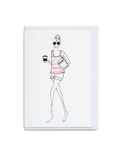 Highbury greetings card featuring a hand illustrated fashion style drawing.