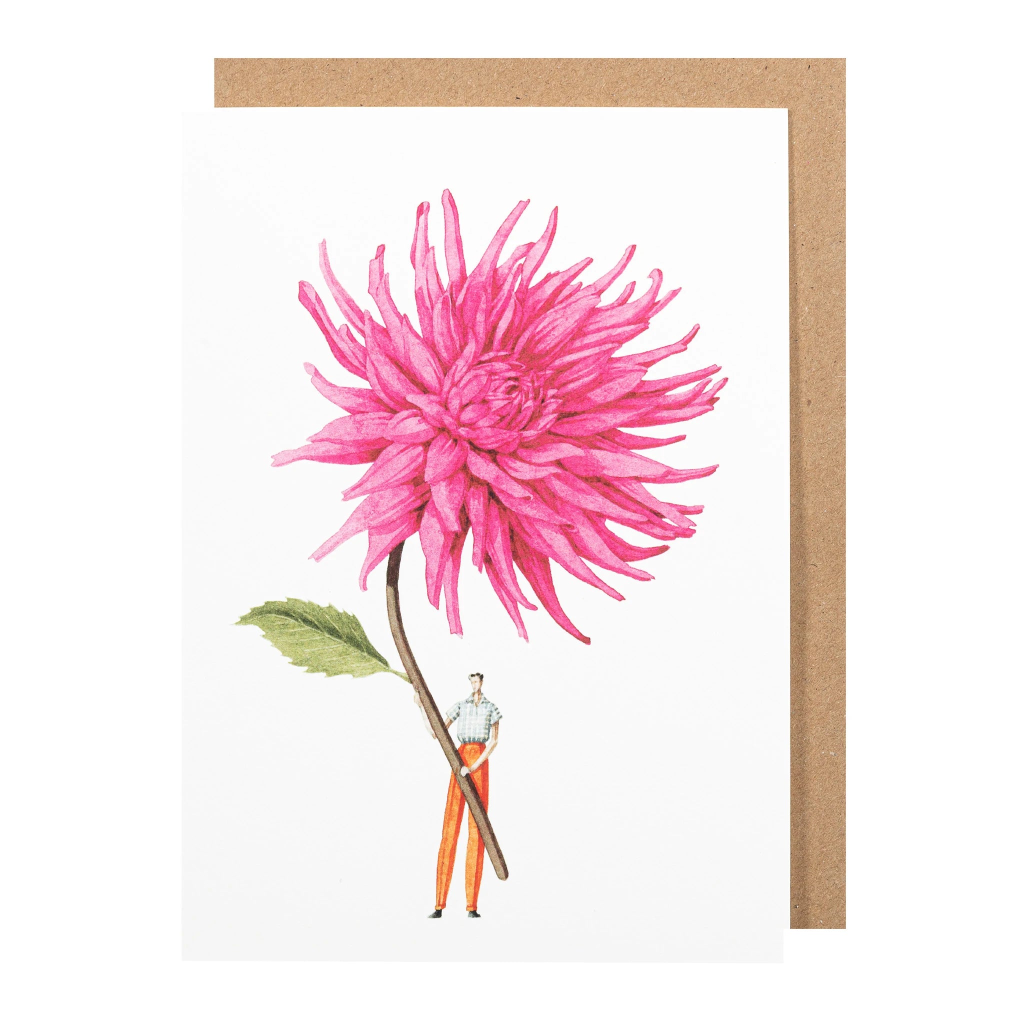 Laura Stoddart Pink Dahlia Greetings Card