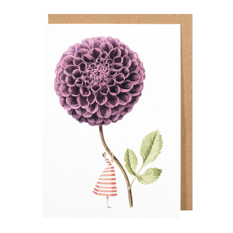 Laura Stoddart Purple Dahlia Greetings Card