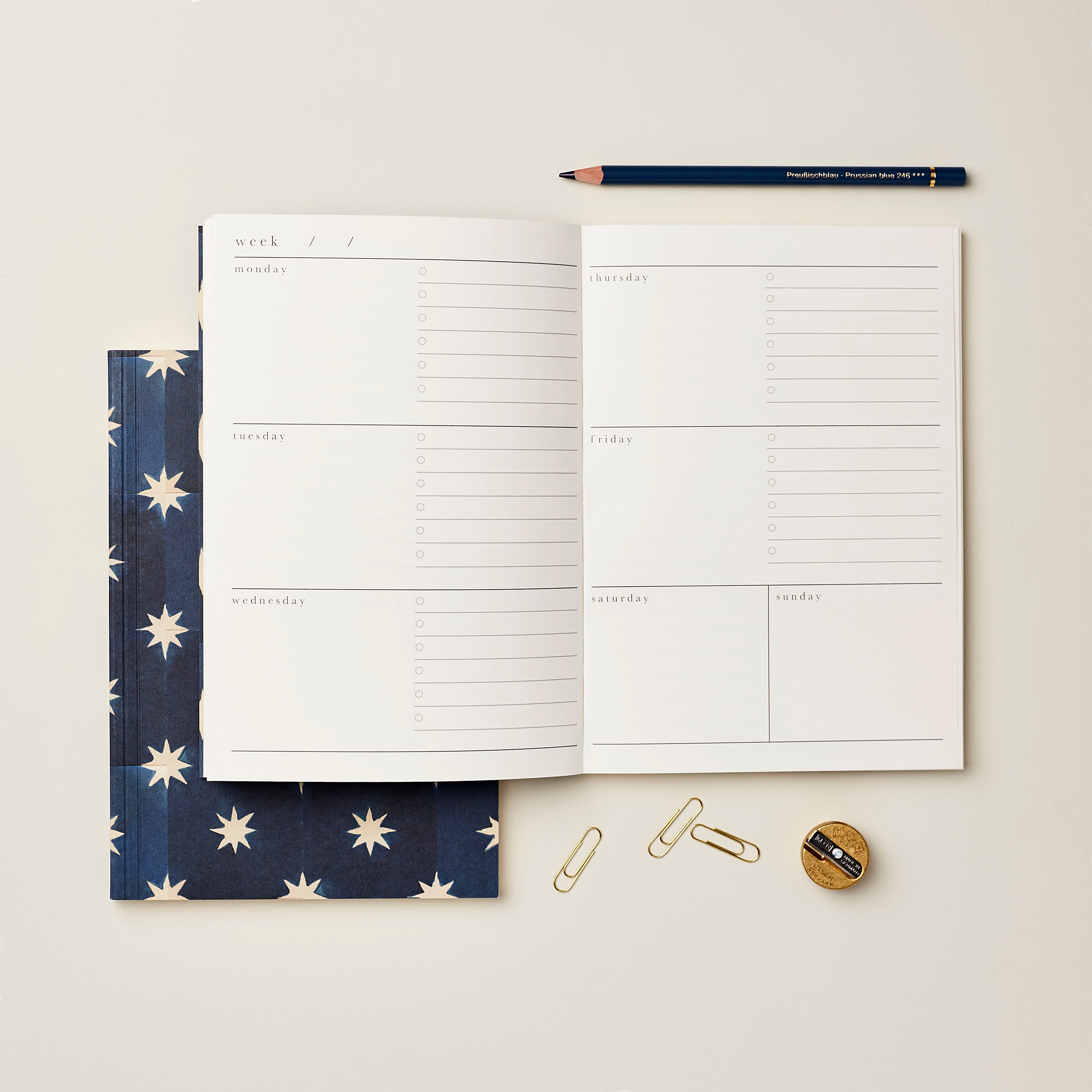 Wanderlust Navy Star Weekly Planner