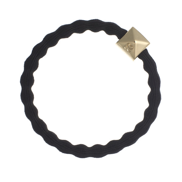 By Eloise Gold Pyramid Stud Black Hair Band