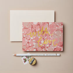 Wanderlust Pink Marble With Love Greetings Card