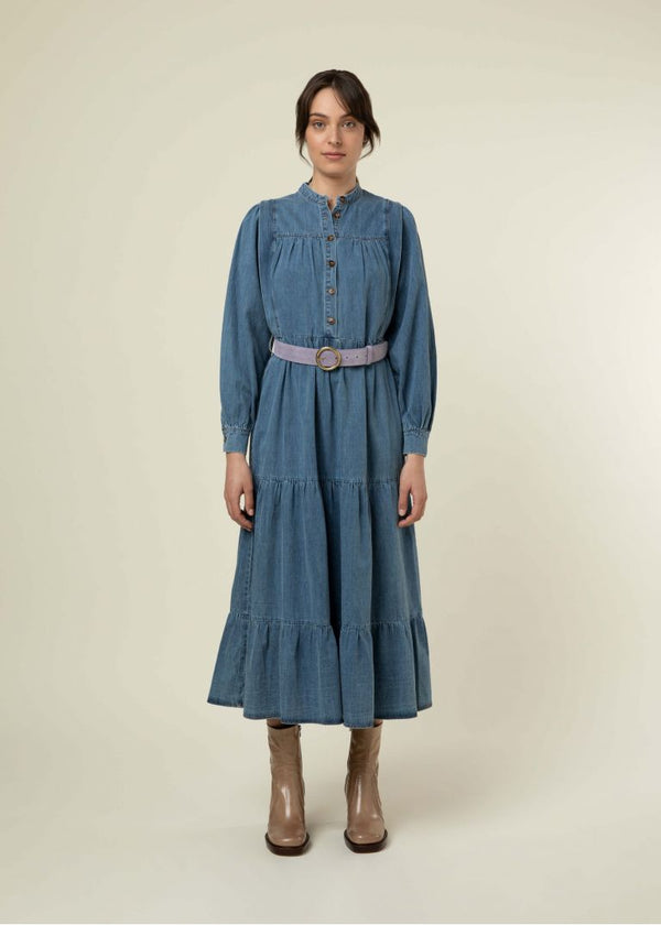 Frnch Lizzy Blue Denim Midi Dress