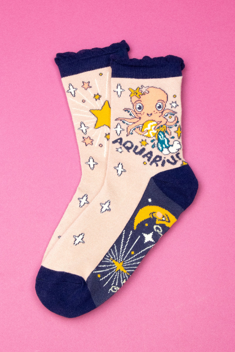 Powder Aquarius Zodiac Ankle Sock