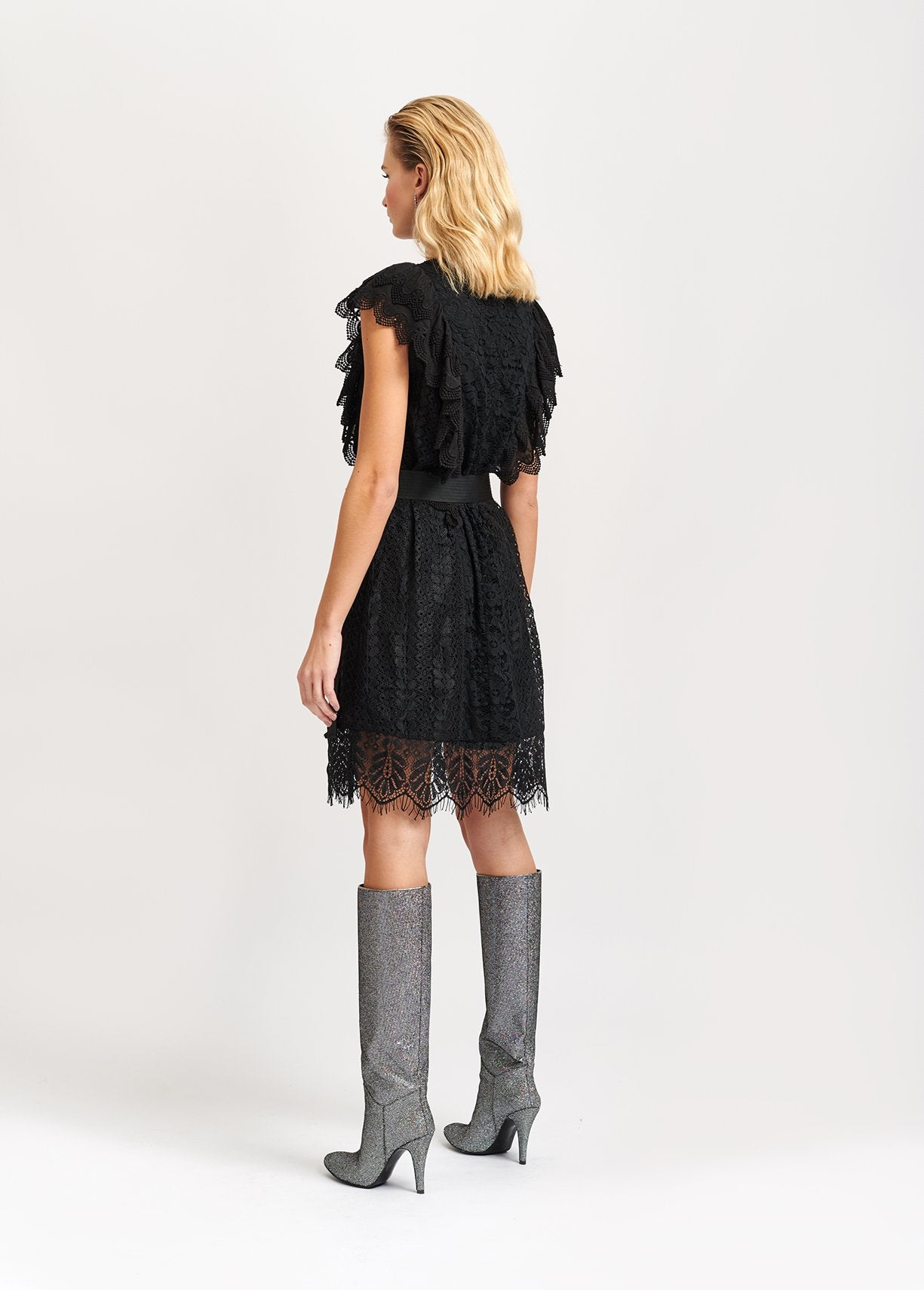 Essentiel Antwerp Vamos black lace mini dress